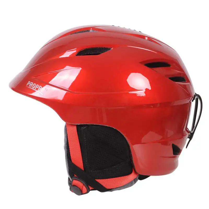 PROPRO интегрированный лыжный шлем одноплатный Двухпанельный спортивный шлем для открытой местности Снежный шлем белая шапка - Цвет: Красный