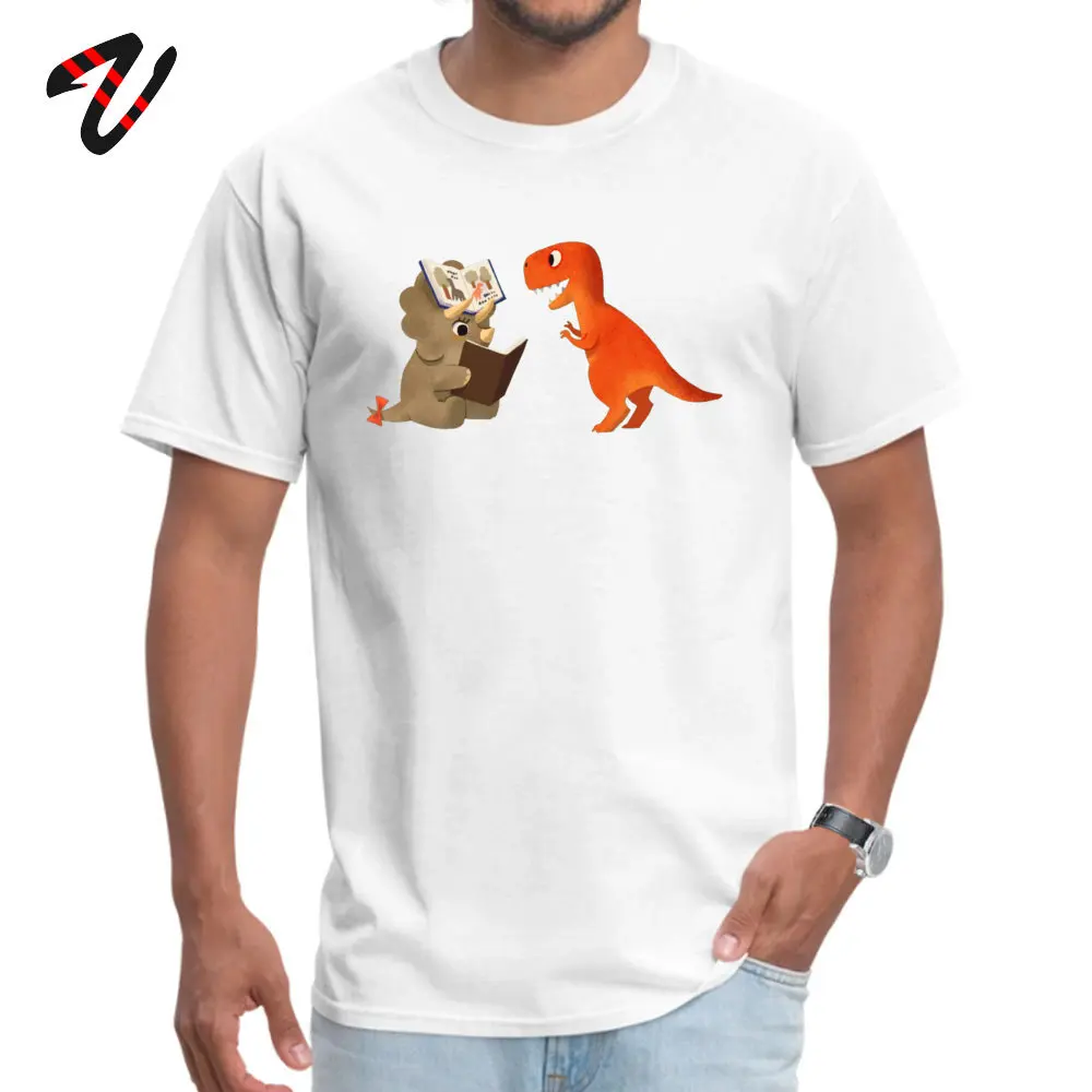 BOOK DINOSAURS T Shirt for Men Casual Summer Tops Shirt Short Sleeve Coupons Simple Style Tee Shirts Round Neck 100% Cotton BOOK DINOSAURS 04 -17446 white