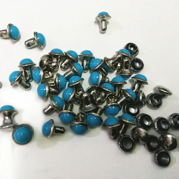 Аксессуары DIY100PCS 6 мм голубые бирюзовые заклепки с трещинами кожаные ремесленные