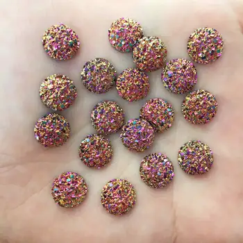 

60 Pcs 10mm Ore Round Flat Back AB Resin Rhinestone Scrapbook DIY Wedding Applique Ornament Crafts F535