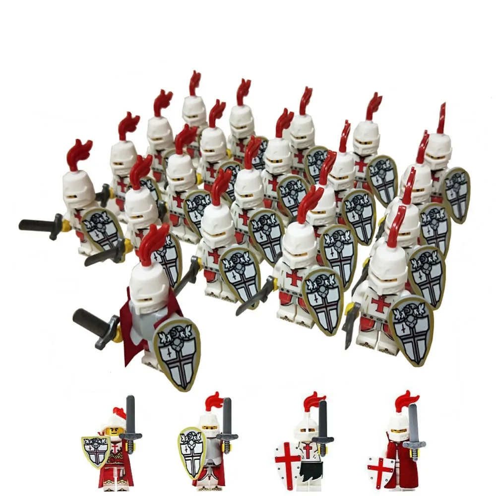 

21pcs Crusader Knights Templar Roma Worriar Action Figure Castle Knight Building Block Knights Hospitaller Ordre du Temple Poor
