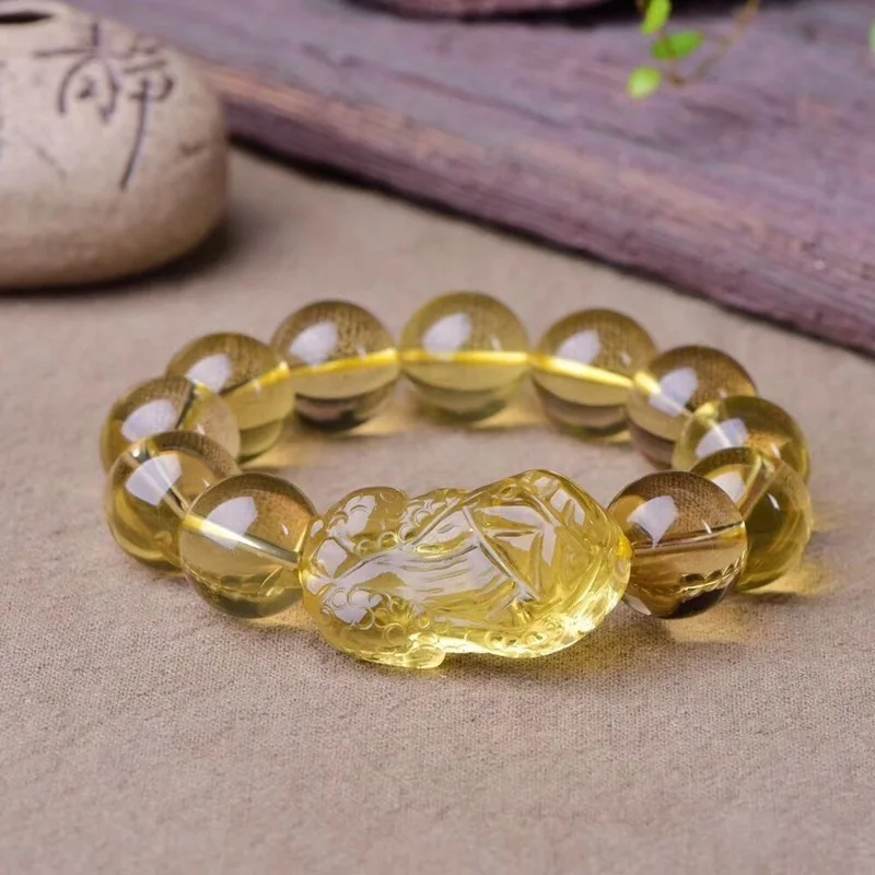 Natural Citrine Quartz Crystal PiXiu Bracelet Man Recruit Wealth Transport for woman gift 10mm Natural Citrine Quartz Crystal PiXiu Bracelet Man Recruit Wealth Transport for woman gift 10mm