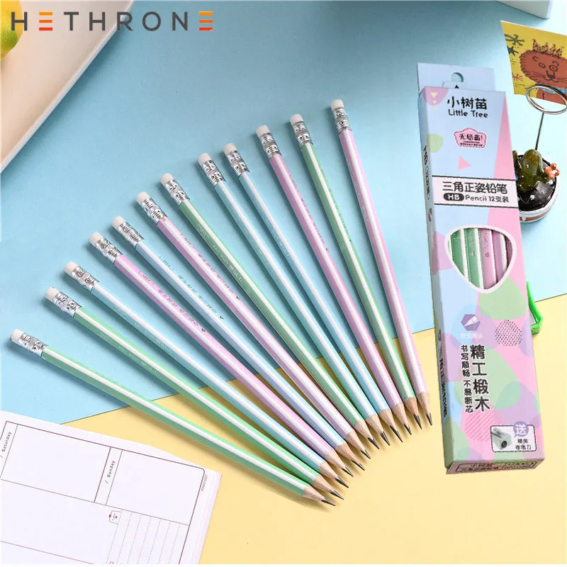 

Hethrone 12pcs simple wooden pencils for school Student writing drawing pencil set crayons sketch graphite lapices school items