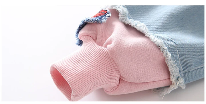 Denim com Capuz Anos Grandes Meninas Denim Jaquetas 2020 Primavera Outono Moda Crianças Outwear Jeans Cabolsa Retalhos 12 3-14 12 Jaquetas e casacos