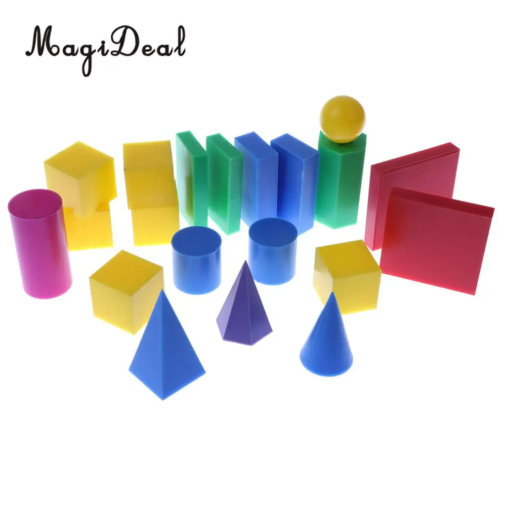 20Pcs/Pack Geometric Solids Mathematics Teaching Aids Children Kids Early Educational Cognitive Toys Gift Kindergarten Supply