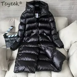 Tcyeek, зимняя куртка, женский пуховик, женский, толстый, 90%, белый утиный пух, куртка, женские длинные пальто, теплая одежда с капюшоном, 2019 LWL1040
