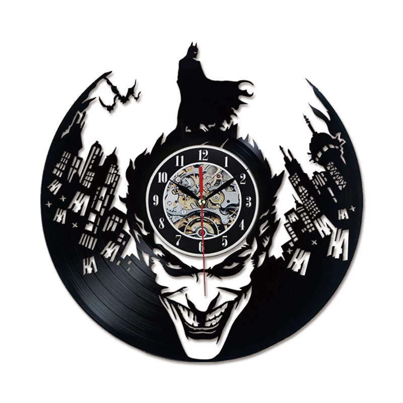 

Batman CD Record Wall Clock LP Vinyl Hollow 3D Decorative Mute Hanging Art Decor Clock Classic Exclusive LED Wall Clock 7 Colors