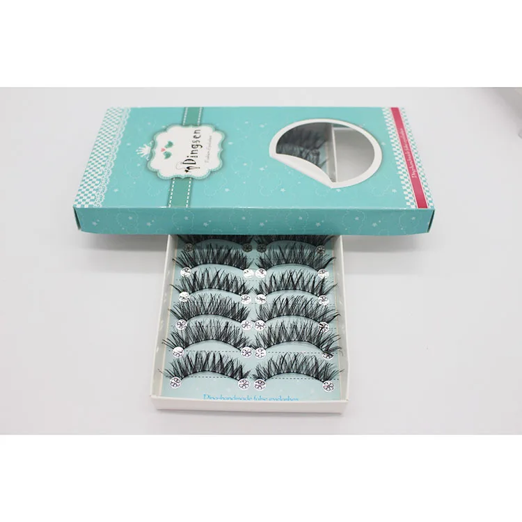 10 Pairs Comfortable Soft Natural Black Gorgeous 3D Long Cross False Eyelashes Eye Lashes Messy Style Handmade - Длина: As Picture