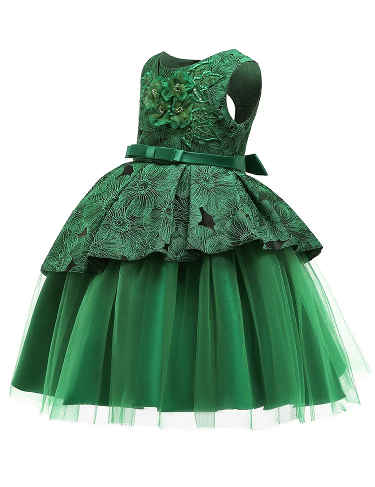 JaneyGao/Платья с цветочным узором для девочек для свадебной вечеринки с аппликацией винно-красного цвета, детское торжественное платье