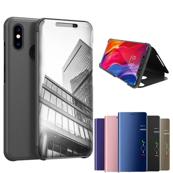 

10pcs Leather Flip Stand Case For Xiaomi Mi Note 10 Pro 9T CC9E 9 8 SE A1 Max Mix 3 F1 Clear View Smart Mirror Shockproof Cover
