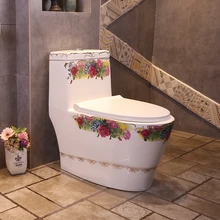 Искусство в европейском стиле дезодорирующий Туалет бытовой сифон для ванной комнаты брызгозащищенный фарфор керамический туалет Роза узор
