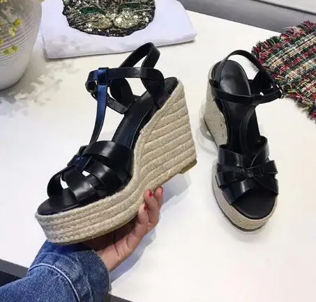 Newest-Style-Women-Brown-White-T-strap-Peep-Toe-Wedge-Sandals-Summer-Hollow-Out-Ankle-Buckle (2)