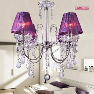 4 лампы американская мода подвесной светильник, 4 лампы Свеча лампа Современная Подвесная лампа Острый Кристалл+ фиолетовый/розовый/