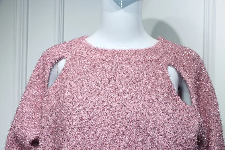 Star Liu Fanfei The Same Pink Sparkling Silk Screen Red Super-hot Fashion Sweater Trendy Women 2019 Pullovers Women Sweaters Star Liu Fanfei The Same Pink Sparkling Silk Screen Red Super-hot Fashion Sweater Trendy Women 2019 Pullovers Women Sweaters