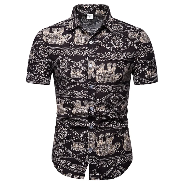 Новые летние мужские с коротким рукавом пляжный Гавайские рубашки хлопок повседневные цветочные рубашки Camisa Masculina обычный плюс размер 5XL TC - Цвет: TC26