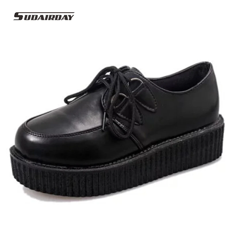 Sapatos Femininos 2016 New HARAJUKU Style Women's Shoes Vintage Lace Up