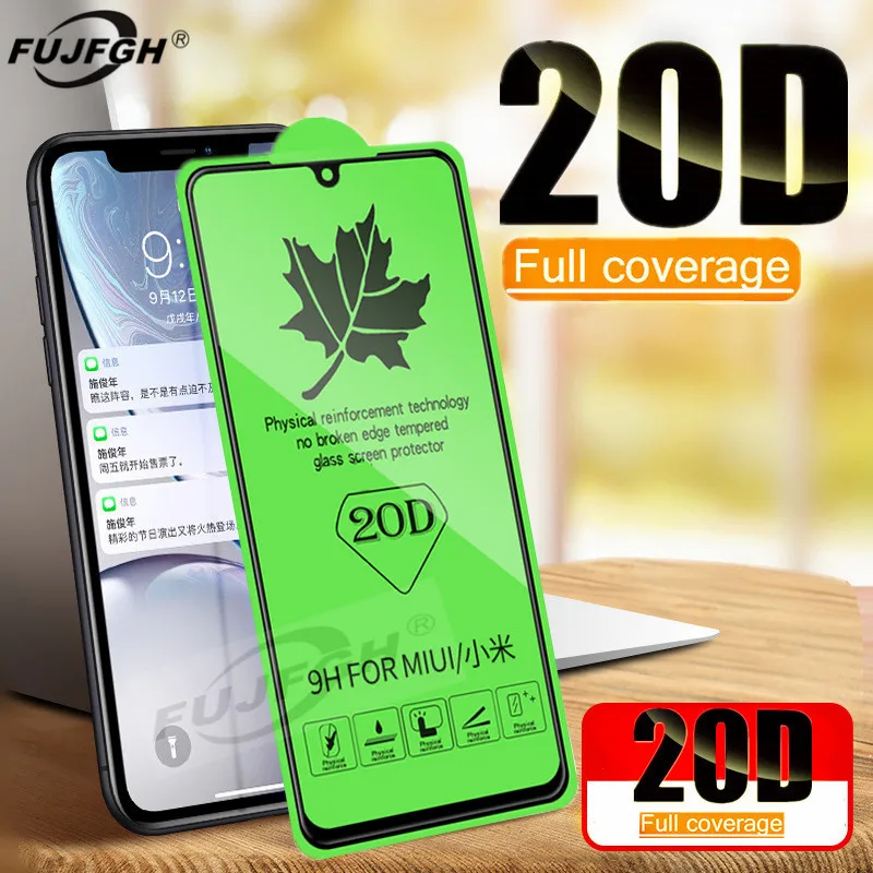 

FUJFGH 20D Full Curved Protective Glass For Xiaomi Mi 9 8 SE Mi 8 Lite Tempered Screen Protector on For Redmi Note 7 Glass Flim