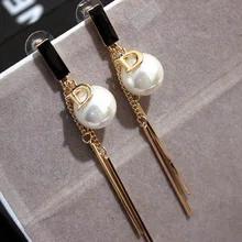 EH347 Borlas famosa marca de joyería de lujo perla carta Di D pendientes brincos boucles d’oreilles bijoux para mujeres