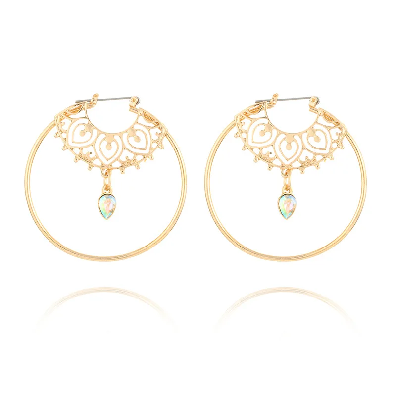 

Vintage Big Circle Dangle Earrings Statement Flower Heart Hollow Alloy Drop Earrings For Women Gift Fashion Jewelry Accessories