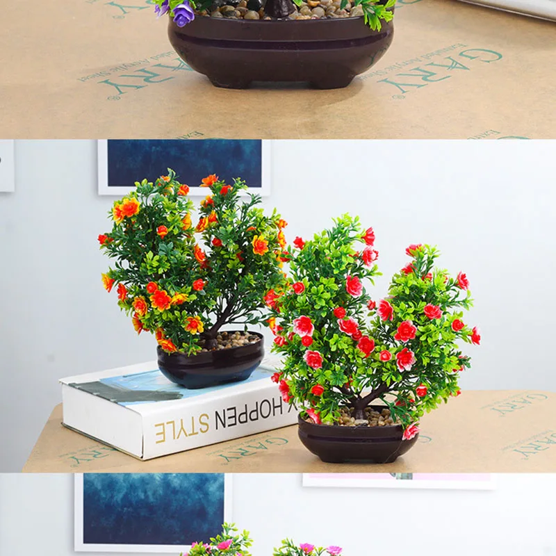 Flone Artificial Plants Home Decoration Nordic Green Plant Flower Bonsai Fake Plants Potted Wedding Garden Decoration Accessori  (11)