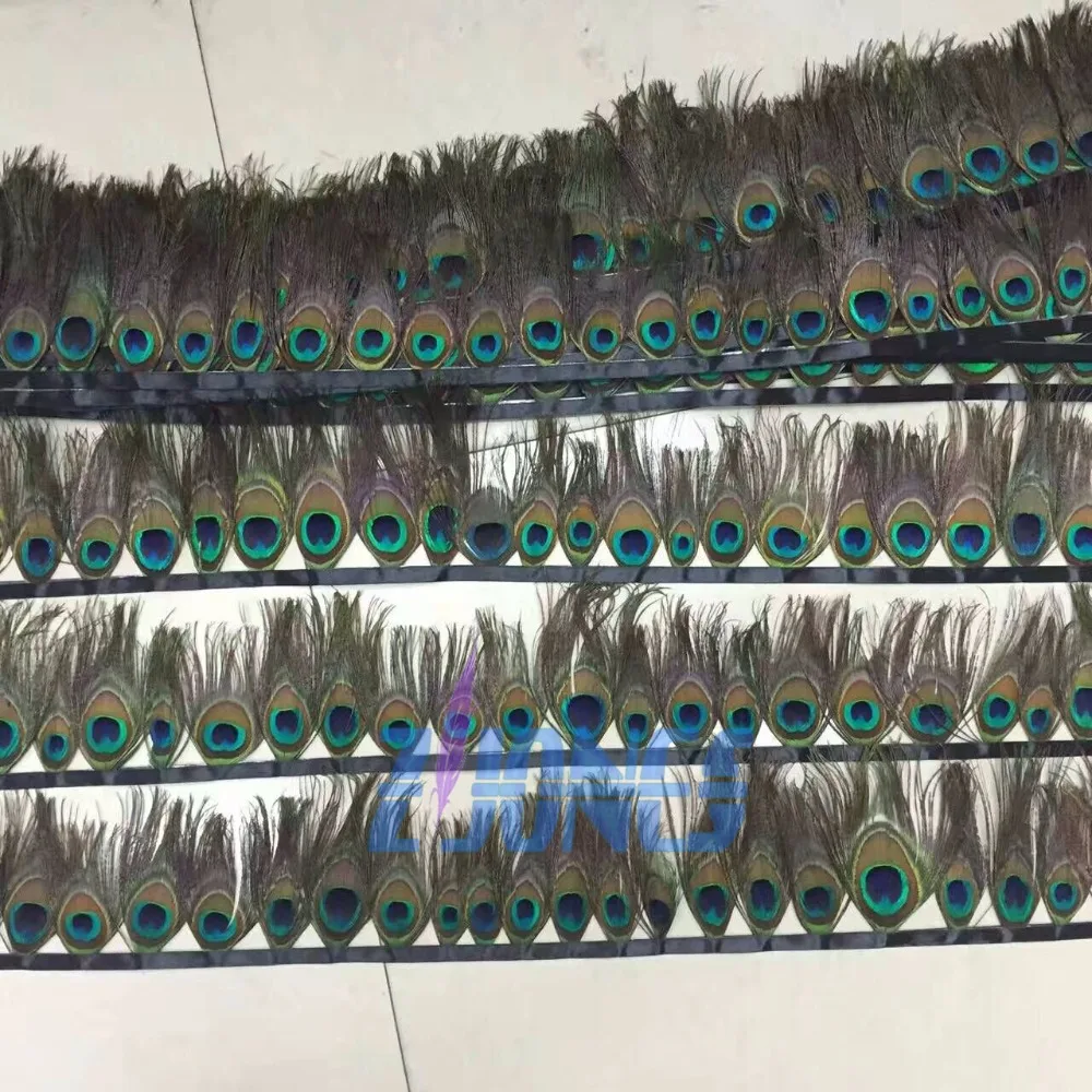1M High Quality Peacock Feather Trim Feather Fringe DIY Sewing Material For Dress/Skirt 10 13cm