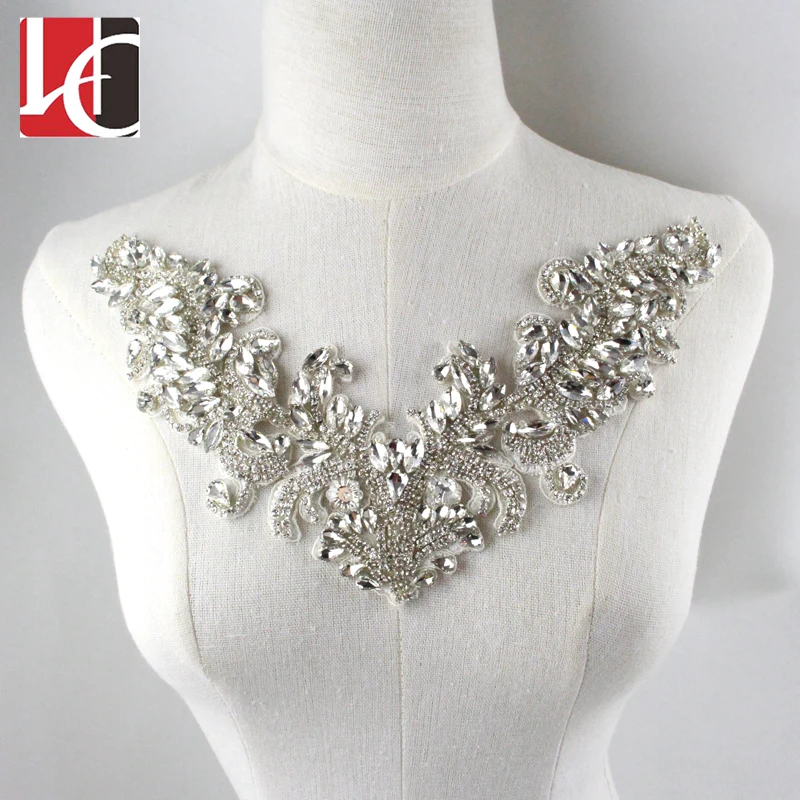 

Crystal beaded rhinestone applique for wedding dress DIY a accessories