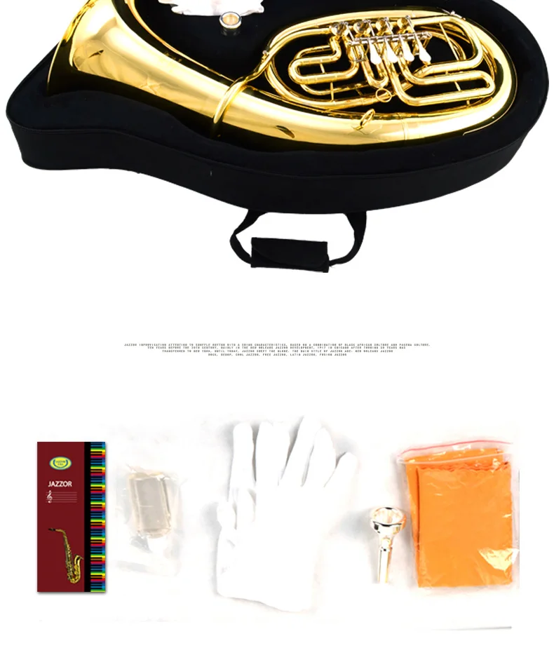 Профессиональный JAZZOR JZEU-310 Профессиональный euphonium B плоский золотой лак, латунный духовой инструмент с мундштуком и чехол