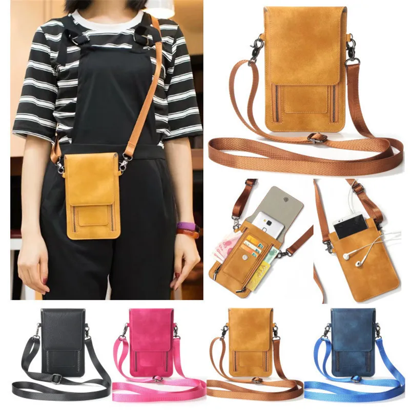 

Luxury PU Leather Bag Phone Handbag Wallet Pouch Neck Strap For Samsung Galaxy S3 S8 Plus S9 S7 Edge A7 2018 Note 8 9 Case Cover