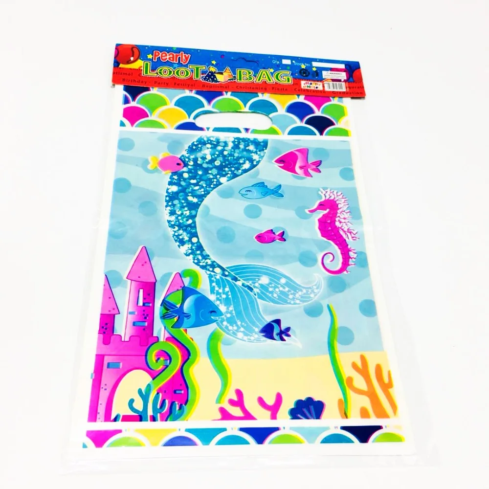 

10PCS/LOT LITTLE MERMAID LOOT BAGS LITTLE MERMAID PLASTIC BAGS MERMAID CANDY BAGS BIRTHDAY PARTY SUPPLIES