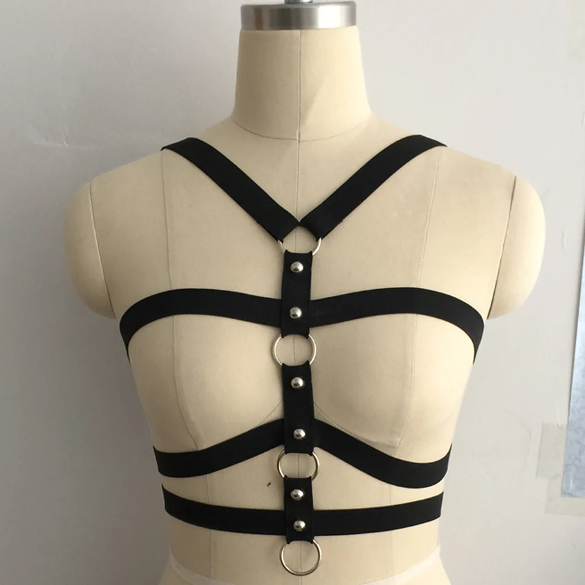 

Women harajuku body harness pastel goth cage brat sexy lingerie adjust harness cage bra Fetish Adult Pole dance body harness