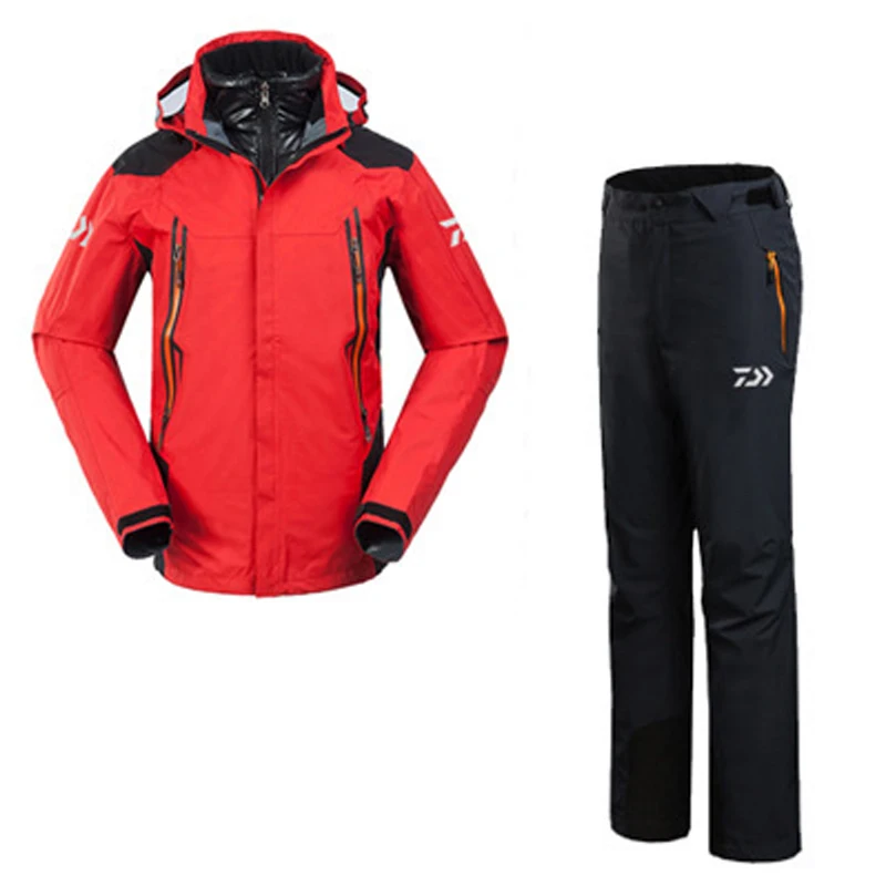 

Men Outdoor Winter Removable Liner Fishing Camping Clothes Pants Coat Suit Warm Jacket Waterproof Hooded Man Jersey Clothes Set