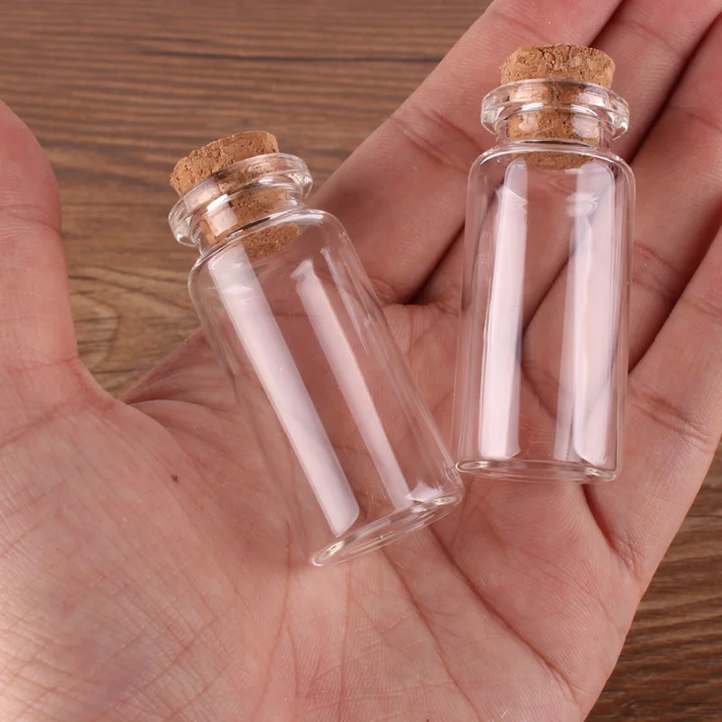 

48pcs Dia 22*50*12.5mm 10ml Transparent Glass Spice Bottles Jars with Cork Stopper Wedding Favour Bottle DIY Craft