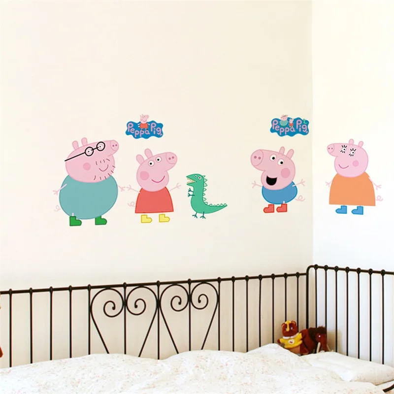 Wall Sticker Lovely Cartoon Peppa Pig Wall Paper Kids Room Nursery