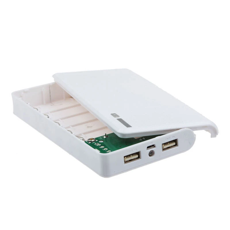 Портативное зарядное устройство с двумя USB портами 5 В 2 А 6x 18650 корпус