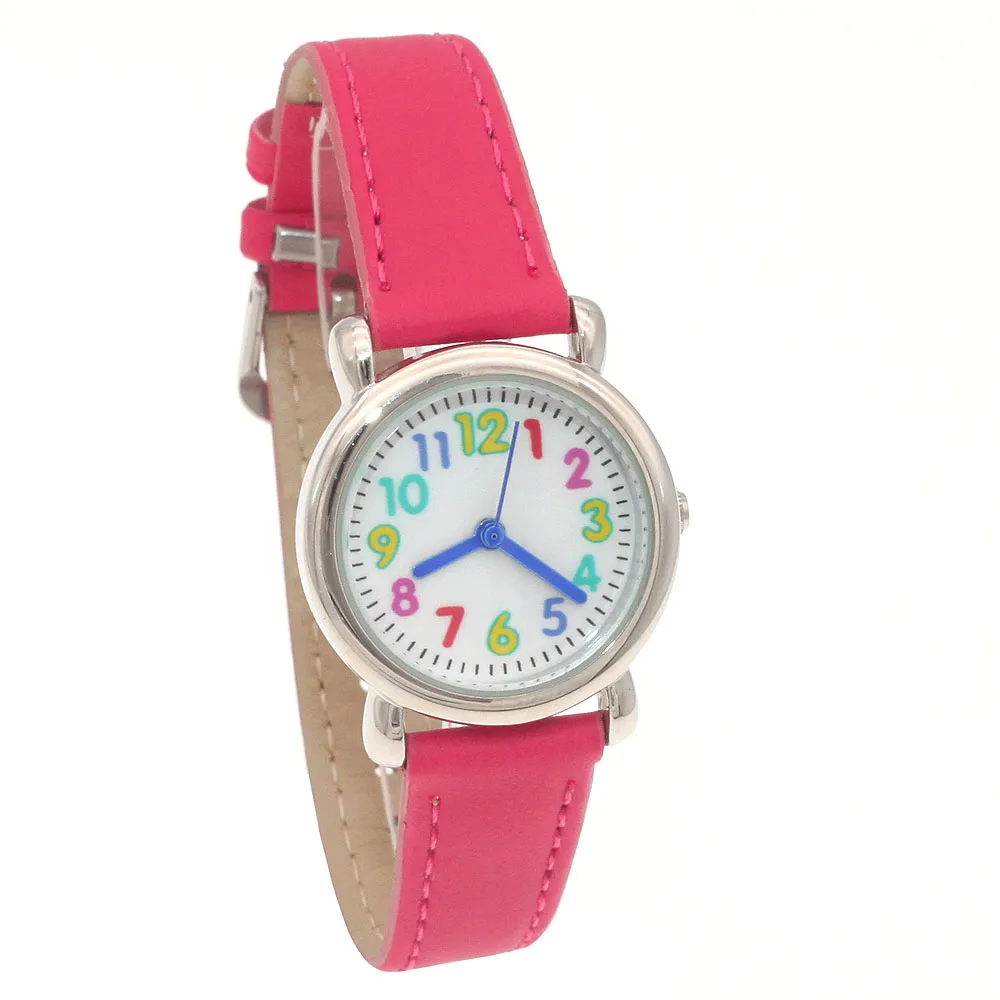 

Drop Shipping Colorful Dial Kids Children Fashion Watches Quartz Leather Strap Wrist Watch Boys Girls Student Dial watches