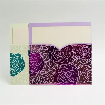 

10 Pieces Tri-Fold Laser Cutout Openwork Flower Wedding Invitation Card Set Postcard High-end business dealings