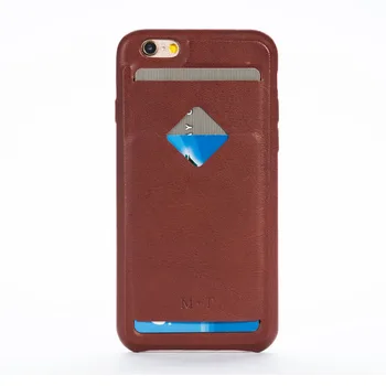 

New Arrival Cow Leather Solid Phone Case For iphone 6 6s with credit card holder Free Shipping