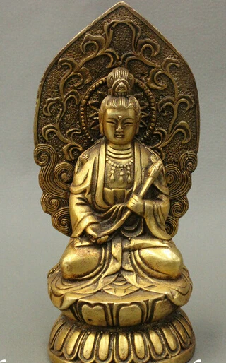 

shitou 002272 6 Chinese Buddhist Bronze Gilt GuanYin Kwan-yin Goddess Hold Lotus Buddha Statue