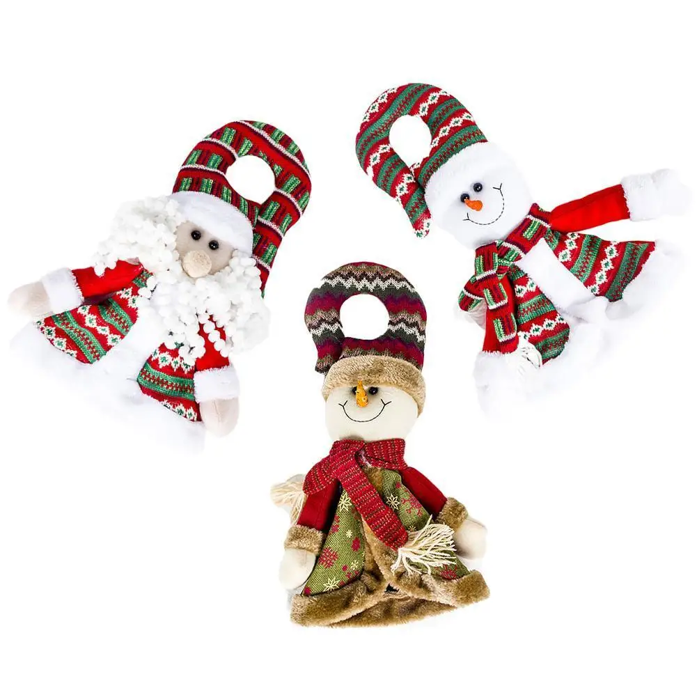 

Christmas Ornament Santa Claus Snowman Hanging Garland Xmas Tree Door Hanger Decoration WELCOME Fabrics Plate Pendant Supplies
