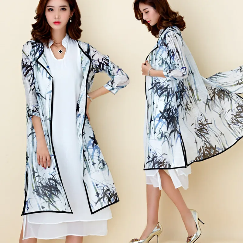 F ~ 3XL плюс размер Новые модные китайские традиционные Женские бамбуковые Cheongsam Qipao Длинные вечерние раздельные женские платья набор Vestidos