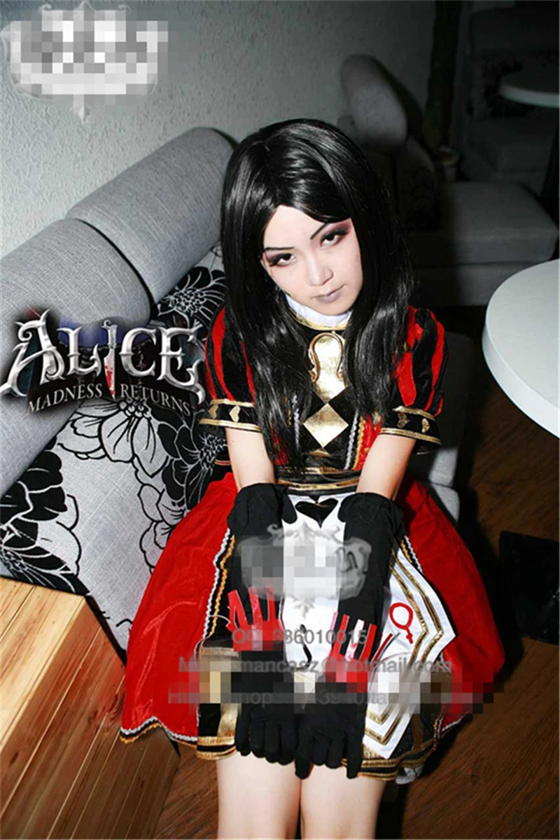 Горячая американская игра Alice Madness Returns костюм покер Хэллоуин Косплей Костюм Платье O