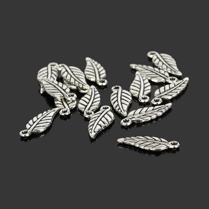 

100pcs Antique Silver Plated Zinc Alloy Mini Leaf Charm DIY Metal Bracelet Necklace Jewelry Findings