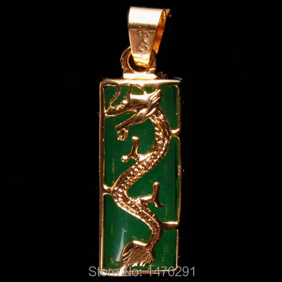 

10X25MM Imperial Green Jades Dragon Bead Gem Pendant 1PC