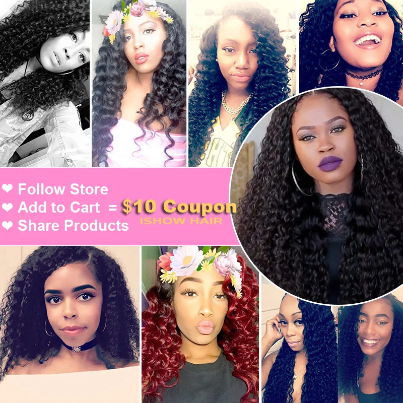 Ishow 360 Lace Frontal Brazilian Deep Wave Human Hair Free Part Pre-plucked Closure Swiss Lace Non Remy Hair 1Piece 8-20inch