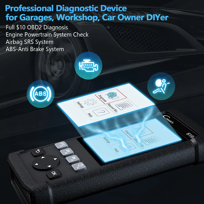 Launch CR619 OBD2 сканер автоматический automotivo профессиональный двигатель ABS SRS Airbag