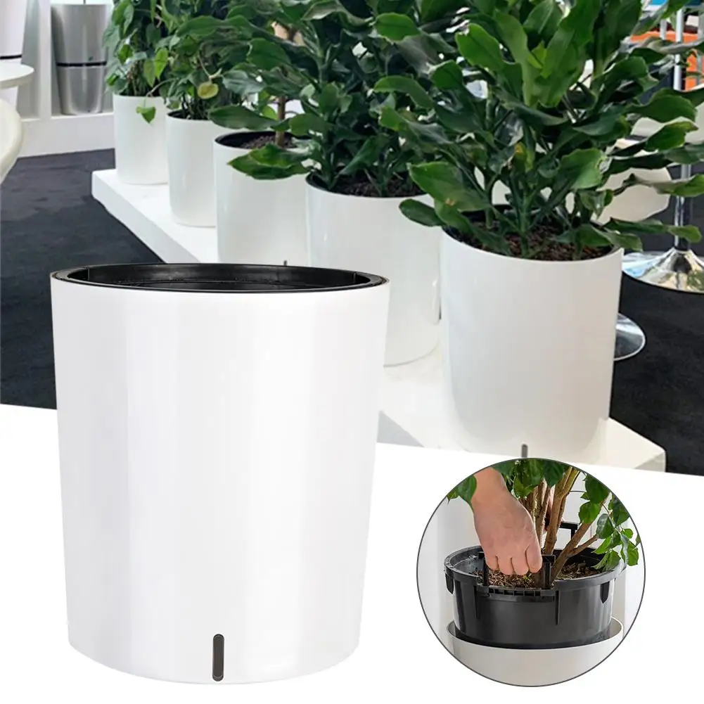 

Self-Watering Planter Decorative Planter Pot for Outdoor or Indoor Garden Elegant Plastic Wicker Rattan Look Design