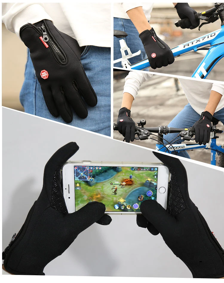 

Winter Cycling Gloves mtb Mountain Bike Bicycle Touchscreen Full Finger Windproof Glove Sports Ski Thermal Gloves For Bike Male