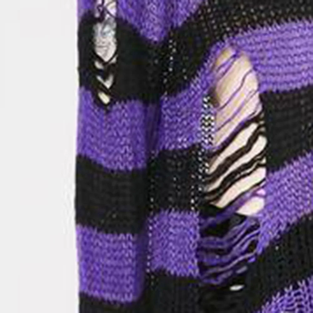 Rosetic Women Sweater Long Pullover Striped Loose Befree Gothic Winter Jackets Hole Sweaters Knitted Jumpers Sweter Mujer Goth Rosetic Women Sweater Long Pullover Striped Loose Befree Gothic Winter Jackets Hole Sweaters Knitted Jumpers Sweter Mujer Goth
