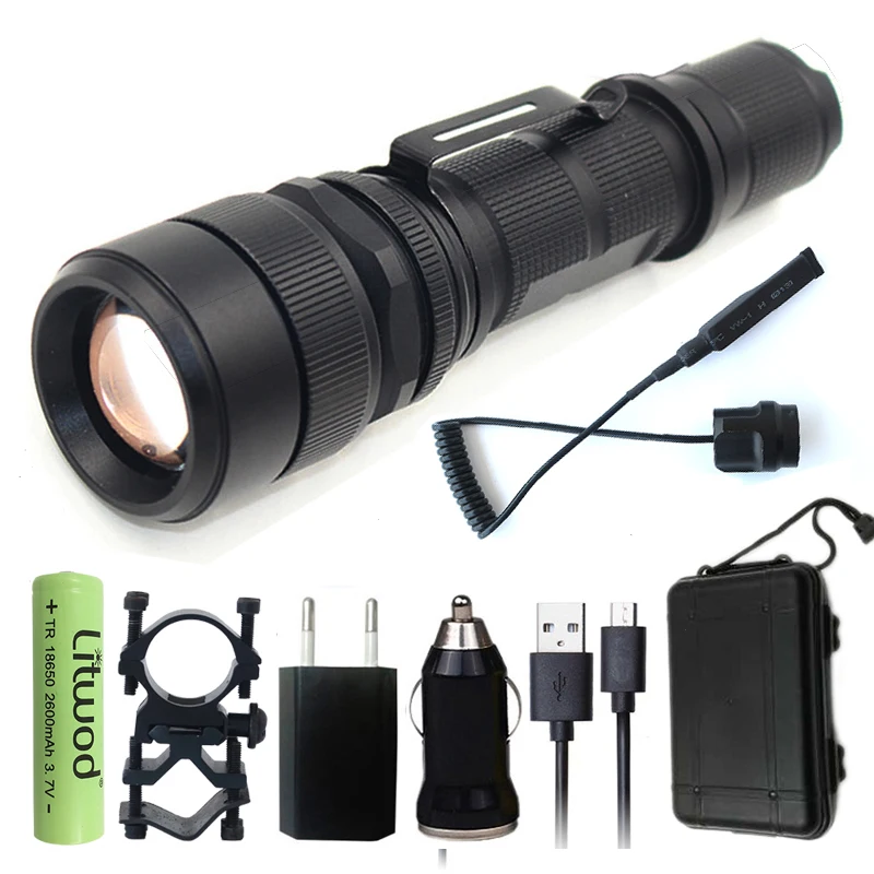 

Litwod Z20188 Adjustable focus LED Flashlight XML2 U3 LED Flash light Lamp lanterna tactical 5 mode With zoomable Torch