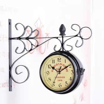 

Double-Side Wall Mount Clock with Mute Movement Home Office Hotel Decoration Gift -35
